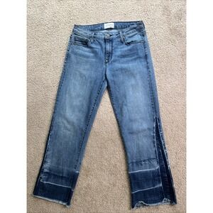 Parker Smith Woman Jeans 27 Straight Crop Leg Raw Hem Side Slit  Made In The USA